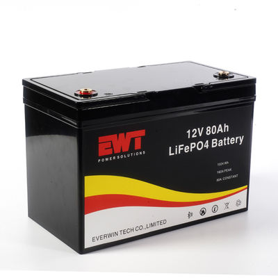 Εμπορική αποθήκευση 12V LiFePO4 Lithium Ion Battery Pack 12.8V 80Ah Lithium Iron Phosphate Battery με PCB
