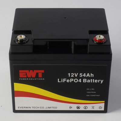 Βαθύ κύκλο μακρά διάρκεια ζωής 12V 54AH LFP LiFePo4 μπαταρία για το ηλιακό σύστημα