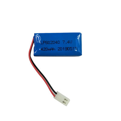 LP602040 7,4V 420MAH μπαταρία πολυμερούς λιθίου με ρεύμα φόρτισης 0,2C και PCM