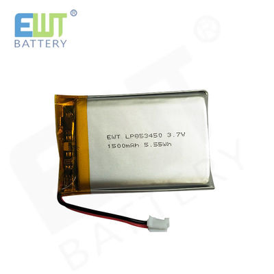 LP853450 3.7V 1500MAH Λί-πολυμερή κυψέλη ισχύος με μέγιστο ρεύμα φόρτισης 1C