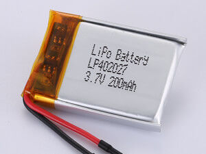 Υψηλή ενεργειακή πυκνότητα LP402027 3.7V 200MAH Λιθιοπολυμερή επαναφορτιζόμενη μπαταρία για εφαρμογές υψηλού ρυθμού 12 μήνες εγγύηση