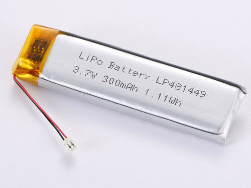 LP481449 3.7V 300MAH JST συνδετήρας εκφόρτωσης υψηλής χωρητικότητας LiPo Pack για επαγγελματικές εφαρμογές -20 έως 45 βαθμούς Κελσίου