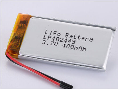 LP402445 3.7V 400MAH Ασημένιο φύλλο και διαφανής μπαταρία πολυμερούς λιθίου PVC με καλώδια 50 mm Κόκκινο καλώδιο και μαύρο καλώδιο Οξείδια λιθίου κοβάλτιο