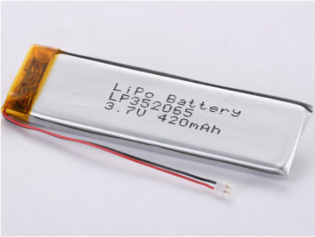 LP352065 3.7V 420MAH μπαταρία πολυμερούς λιθίου με 50mm κόκκινα και μαύρα καλώδια Πιστοποιημένη ROHS 12 μηνών εγγύηση