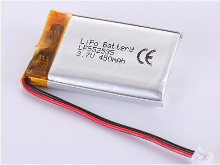 LP552535 3.7V 450MAH Λιθιοπολυμερή μπαταρία χαμηλής θερμοκρασίας Πιστοποιημένη ROHS και κατάλληλη για βιομηχανικές εφαρμογές