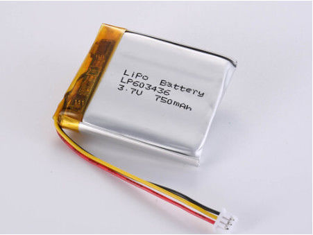 LP603436 3.7V 750 MAH Πρισματική μπαταρία πολυμερούς λιθίου Ασημένιο Χημεία για την απόδοση