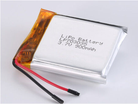 LP703035 3.7V 900MAH μπαταρία πολυμερούς λιθίου με προστατευμένο κύκλωμα και θερμοκρασία εκφόρτισης -20°C έως 60°C