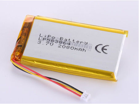 OEM Δικαιούχος LP583864 3.7V 2080MAH κατασκευαστές μπαταριών ιόντων λιθάνθρακα με διάρκεια ζωής 1 έτος και συσκευασία LiPo υψηλής χωρητικότητας